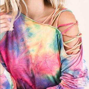 New bib! tie dye off shoulder large long sleeve